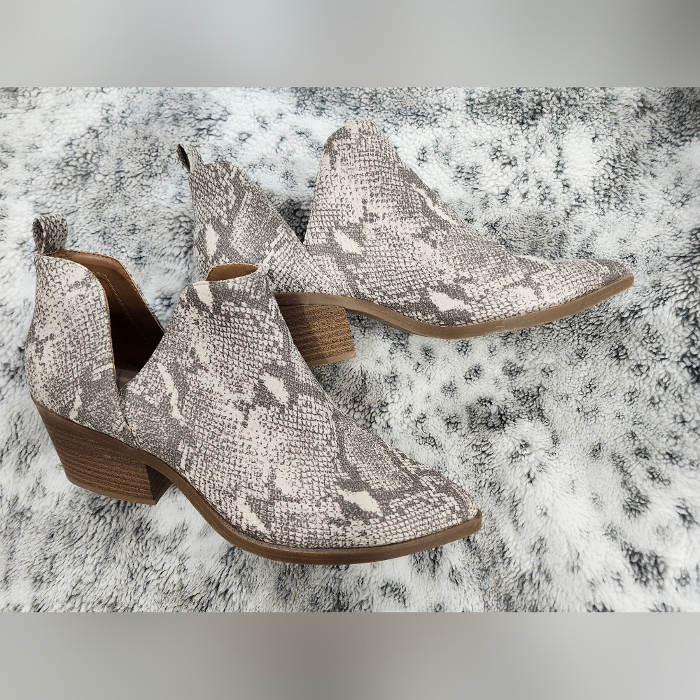 Snake print booties